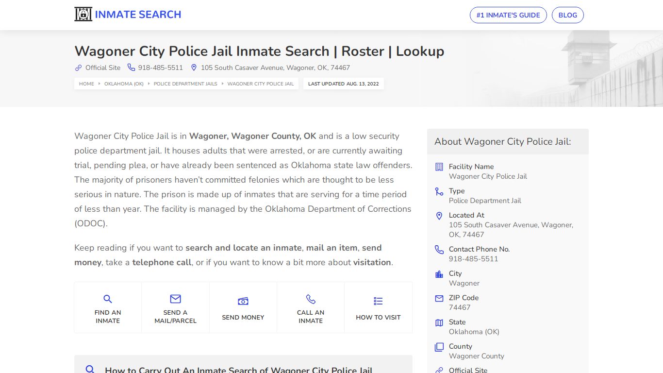 Wagoner City Police Jail Inmate Search | Roster | Lookup