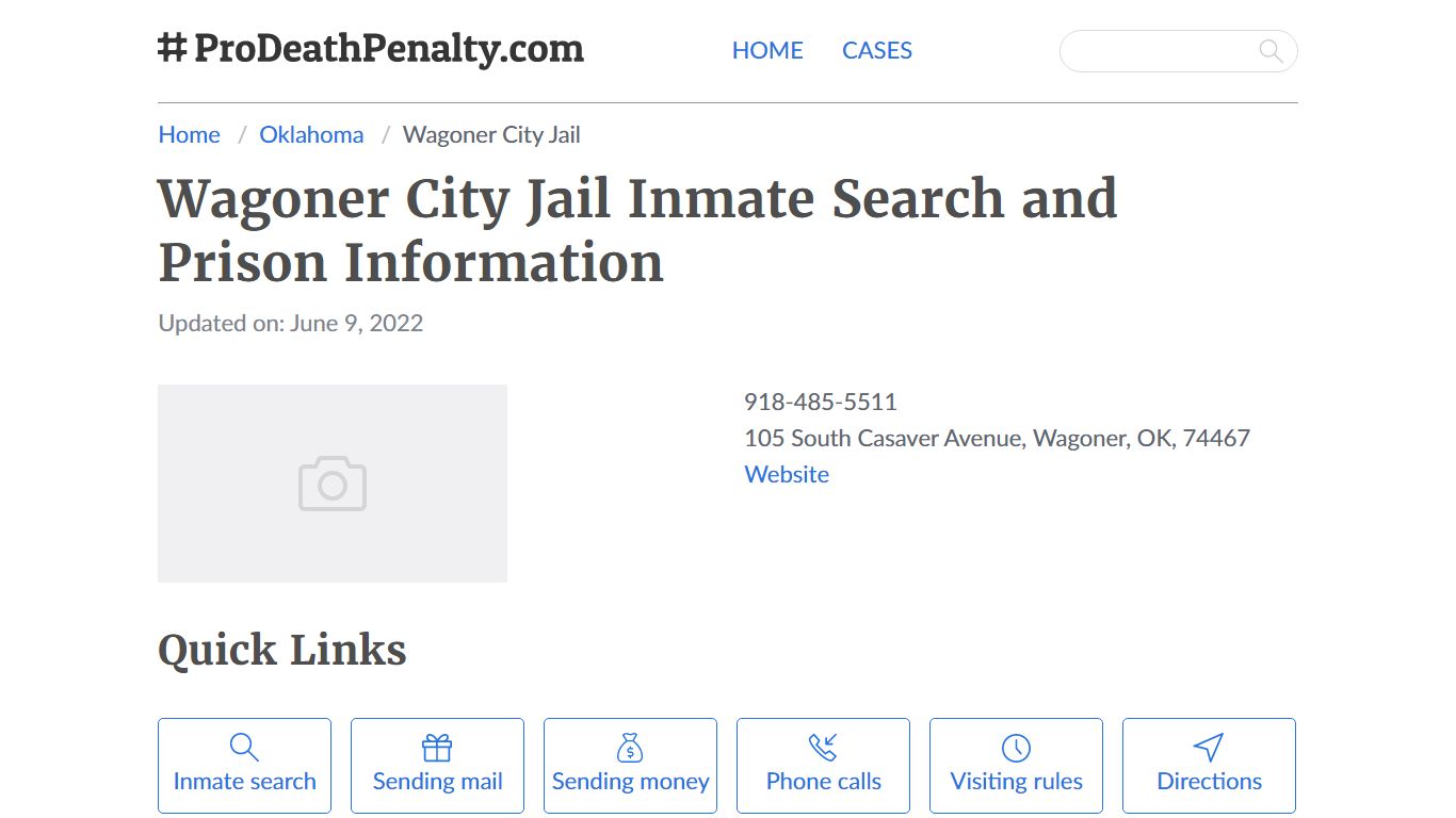 Wagoner City Jail Inmate Search, Visitation, Phone no ...